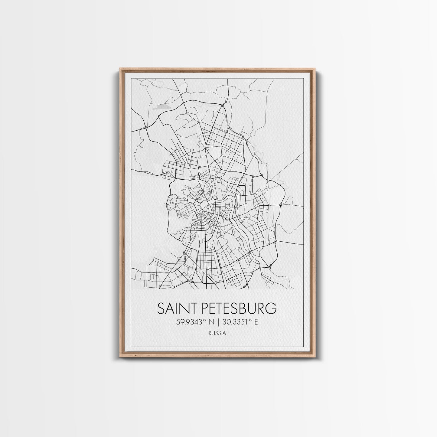 Saint Petersburg Street Map, Russia Map, City Map Art, Minimalist Art, Wall Art, Canvas Print, Room Décor, Gift For Mom, Travel Wall Art