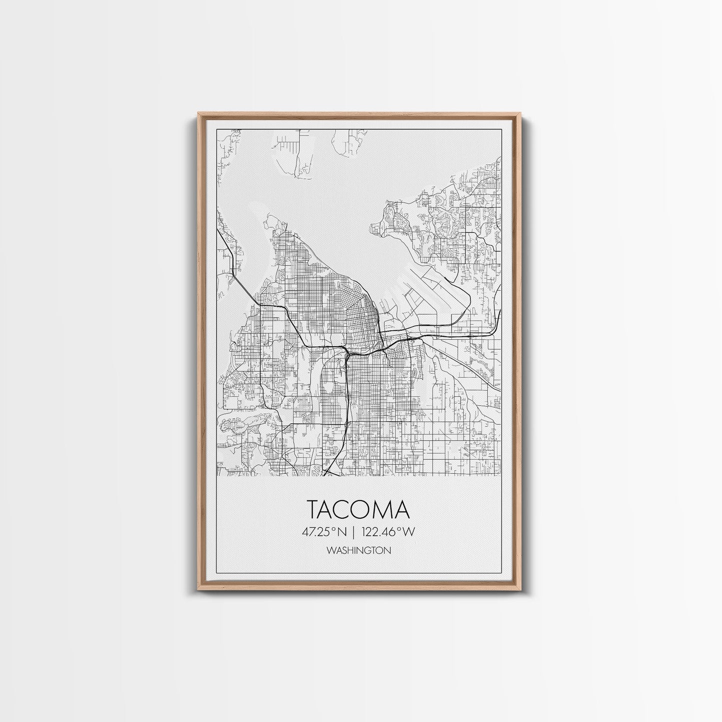 Tacoma Street Map, Washington Map, City Map Print, Modern Wall Art, Wall Art, Canvas Print, Wall Hanging, Housewarming Gift, Travel Art