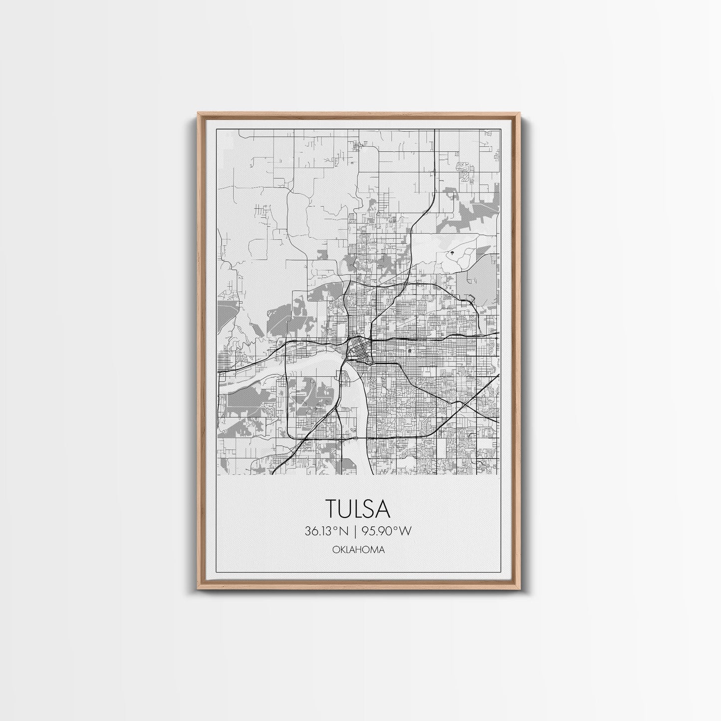Tulsa Street Map, Oklahoma Map, City Map Print, Modern Wall Art, Wall Art, Canvas Print, Dorm Room Décor, Gift For Husband, Travel Art Print