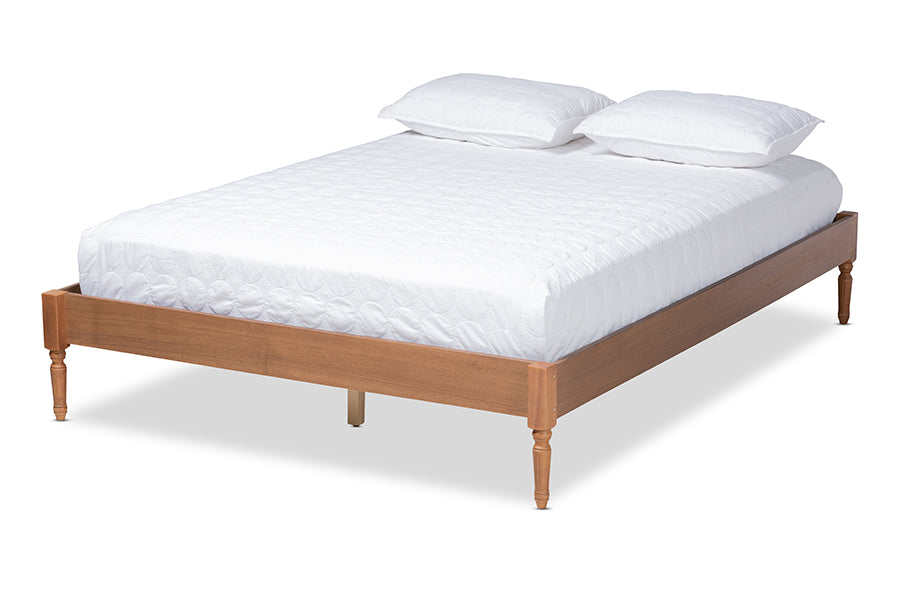 Baxton Studio Colette French Bohemian Ash Walnut Finished Wood Full Size Platform Bed Frame