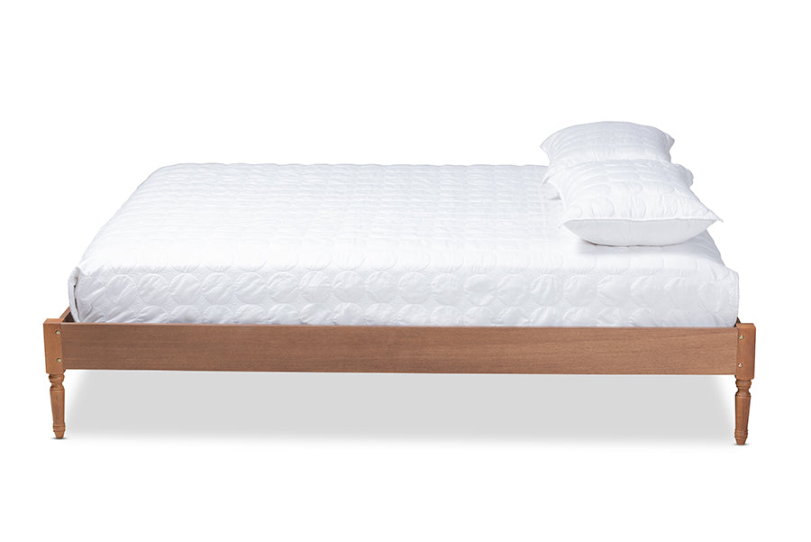 Baxton Studio Colette French Bohemian Ash Walnut Finished Wood Full Size Platform Bed Frame