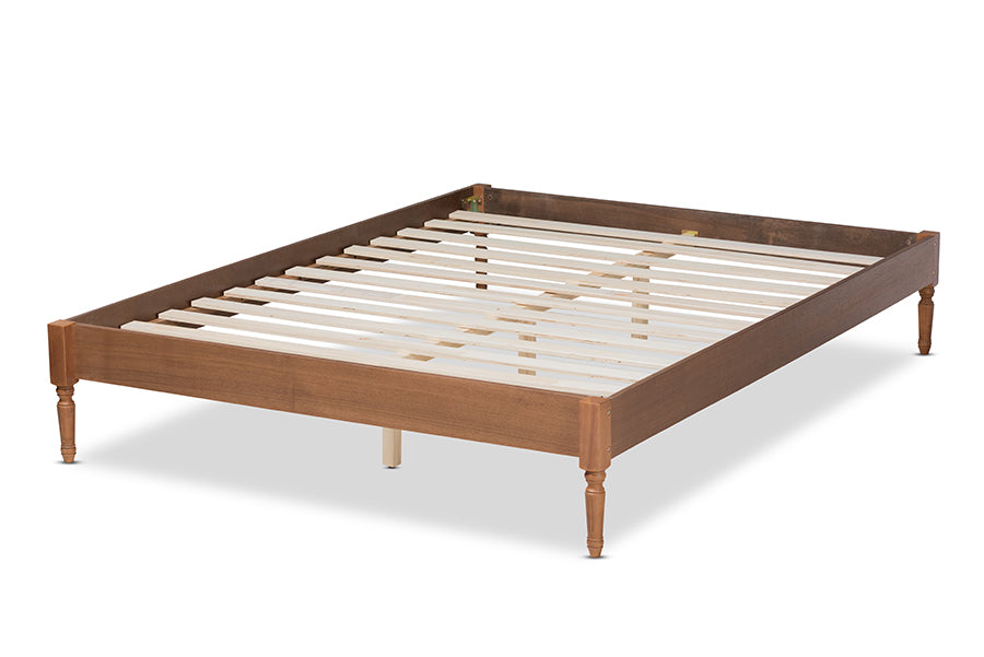 Baxton Studio Colette French Bohemian Ash Walnut Finished Wood Full Size Platform Bed Frame