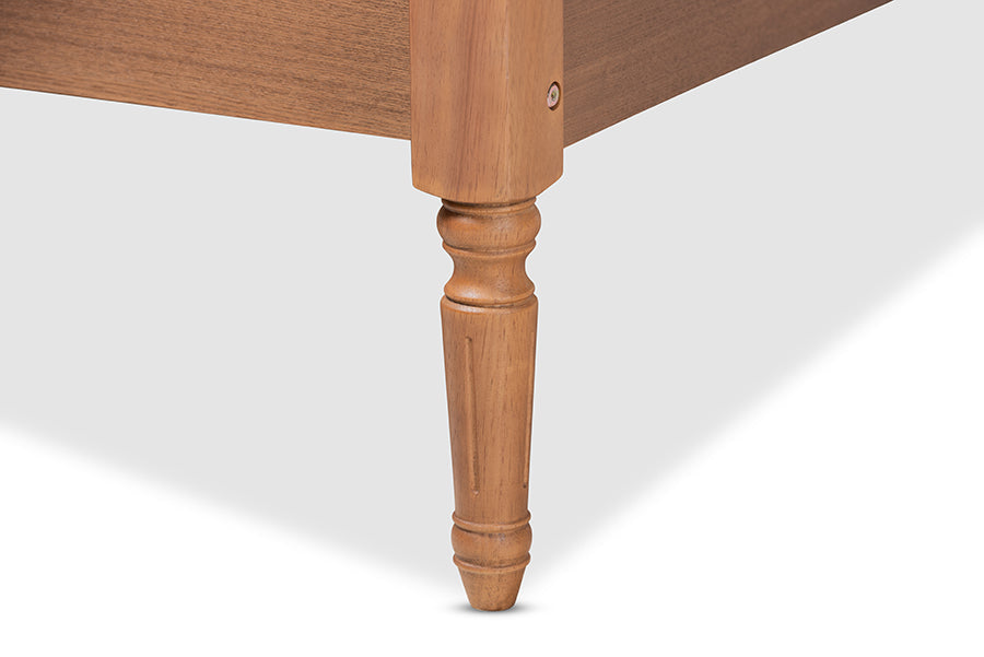 Baxton Studio Colette French Bohemian Ash Walnut Finished Wood King Size Platform Bed Frame
