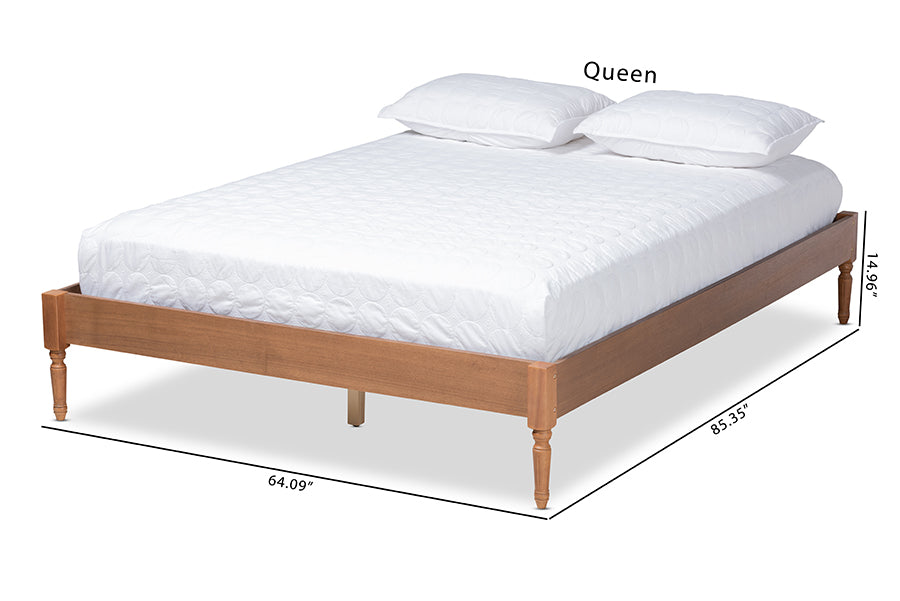 Baxton Studio Colette French Bohemian Ash Walnut Finished Wood Full Size Platform Bed Frame