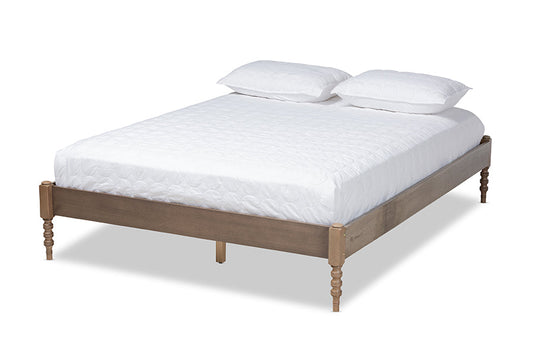 Baxton Studio Cielle French Bohemian Weathered Grey Oak Finished Wood Full Size Platform Bed Frame
