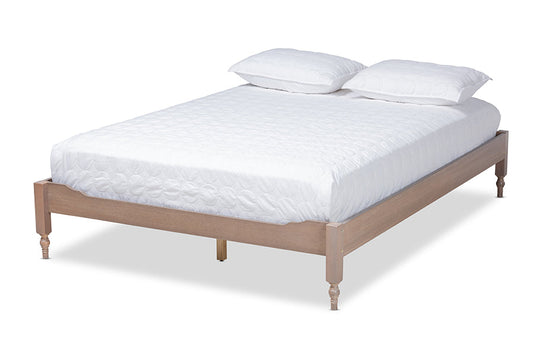 Baxton Studio Laure French Bohemian Antique Oak Finished Wood Full Size Platform Bed Frame