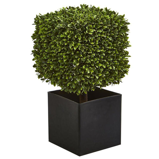 27" Boxwood Artificial Plant in Black Planter 
(indoor/Outdoor)