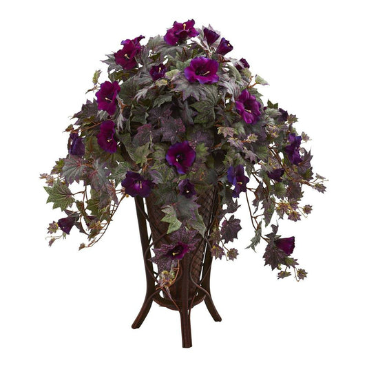 Gloxinia Artificial Plant in Stand Planter