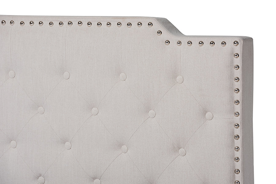 Baxton Studio Marion Modern Transitional Beige Fabric Upholstered Button Tufted King Size Panel Bed