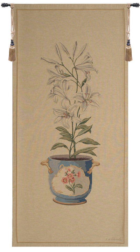 White Amaryllis Large European Tapestry