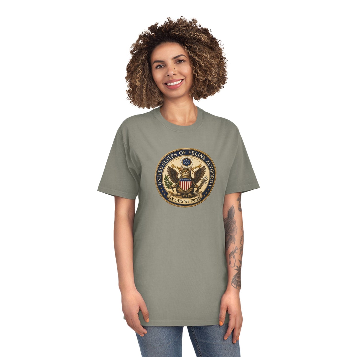 United States Of Feline Authority Vintage Seal Cat Tee