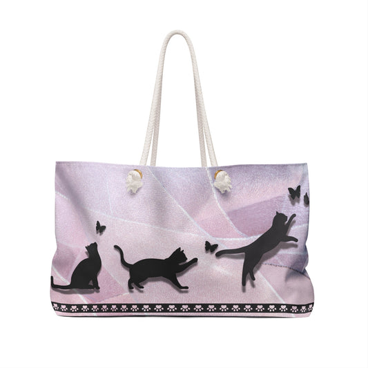 Playful Cats Weekender Tote – Cat & Butterfly Travel Bag