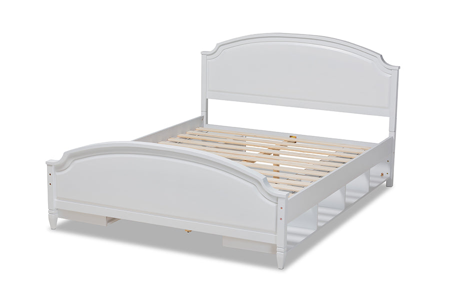 Baxton Studio Elise Classic and Traditional Transitional White Finished Wood Full Size Storage Platform Bed