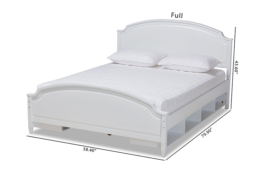 Baxton Studio Elise Classic and Traditional Transitional White Finished Wood Queen Size Storage Platform Bed