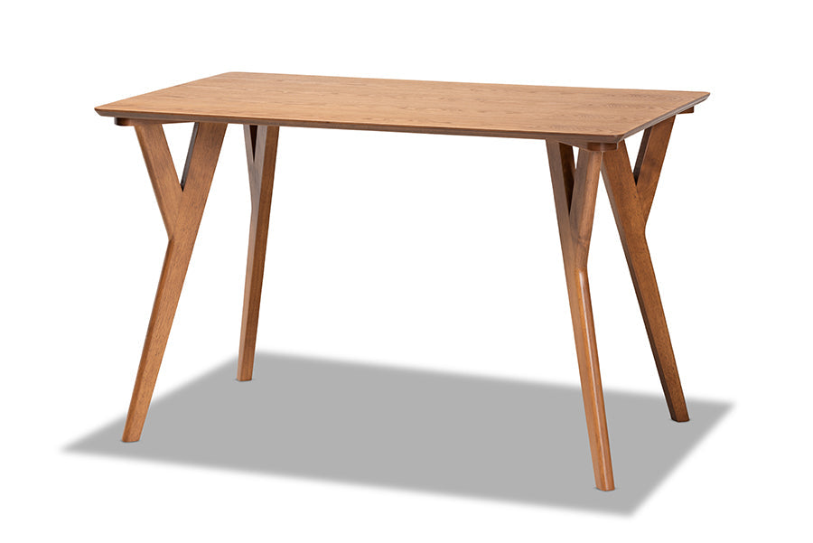 Baxton Studio Sahar Mid-Century Modern Transitional Walnut Brown Finished Wood Dining Table