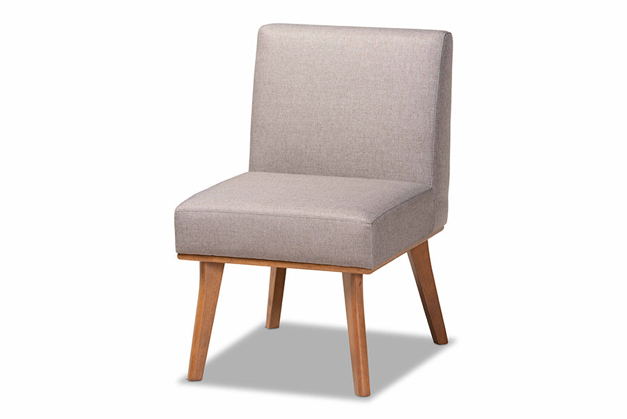 Baxton Studio Odessa Mid-Century Modern Grey Fabric Upholstered and Walnut Brown Finished Wood 5-Piece Dining Nook Set
