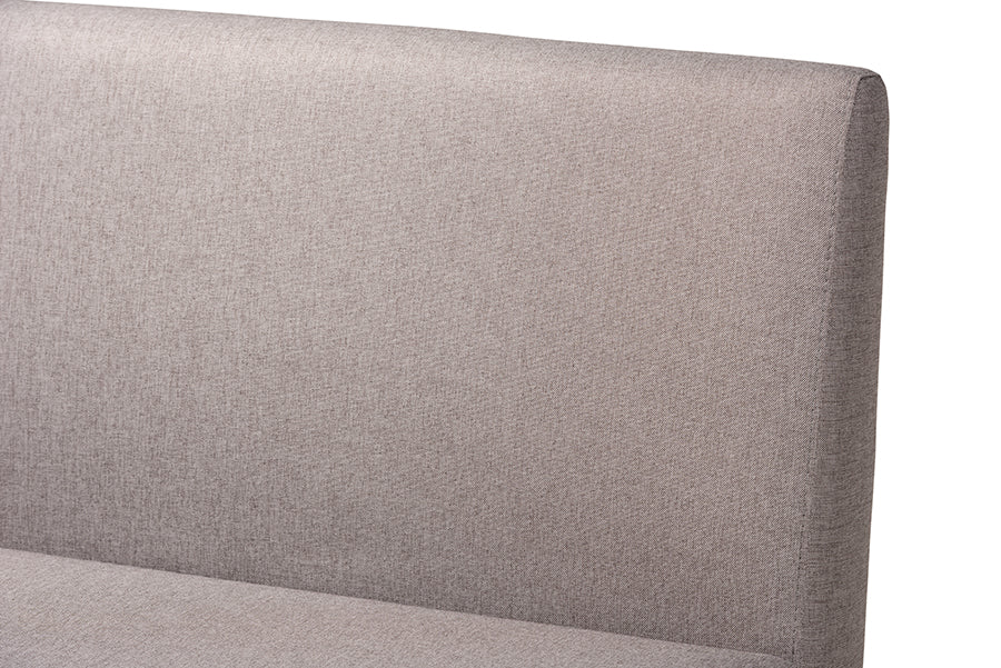Baxton Studio Odessa Mid-Century Modern Grey Fabric Upholstered and Walnut Brown Finished Wood 5-Piece Dining Nook Set