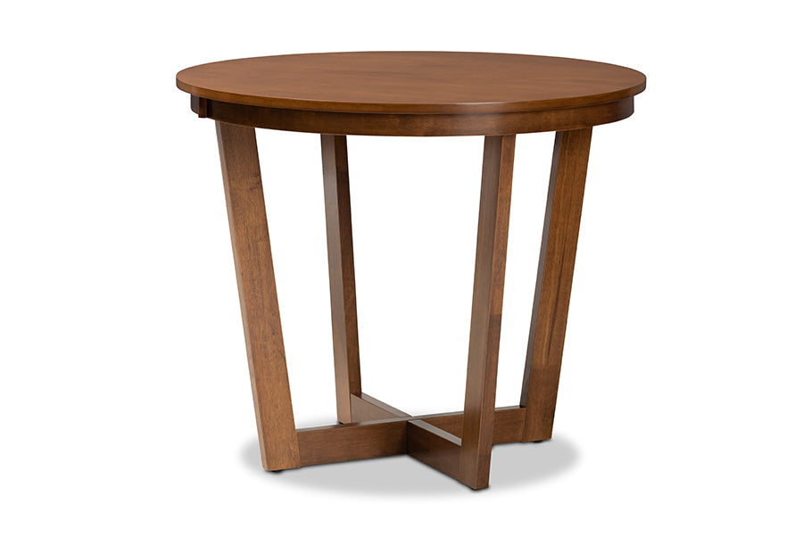 Baxton Studio Alena Modern and Contemporary Grey Fabric Upholstered and Walnut Brown Finished Wood 5-Piece Dining Set