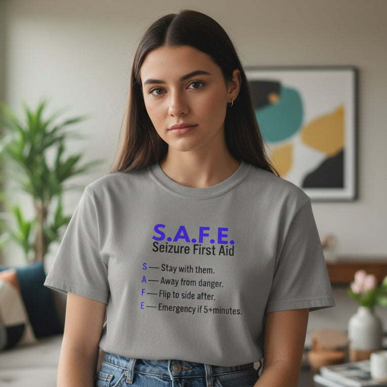 S.A.F.E. Seizure First Aid T-Shirt – Epilepsy Awareness Education Tee