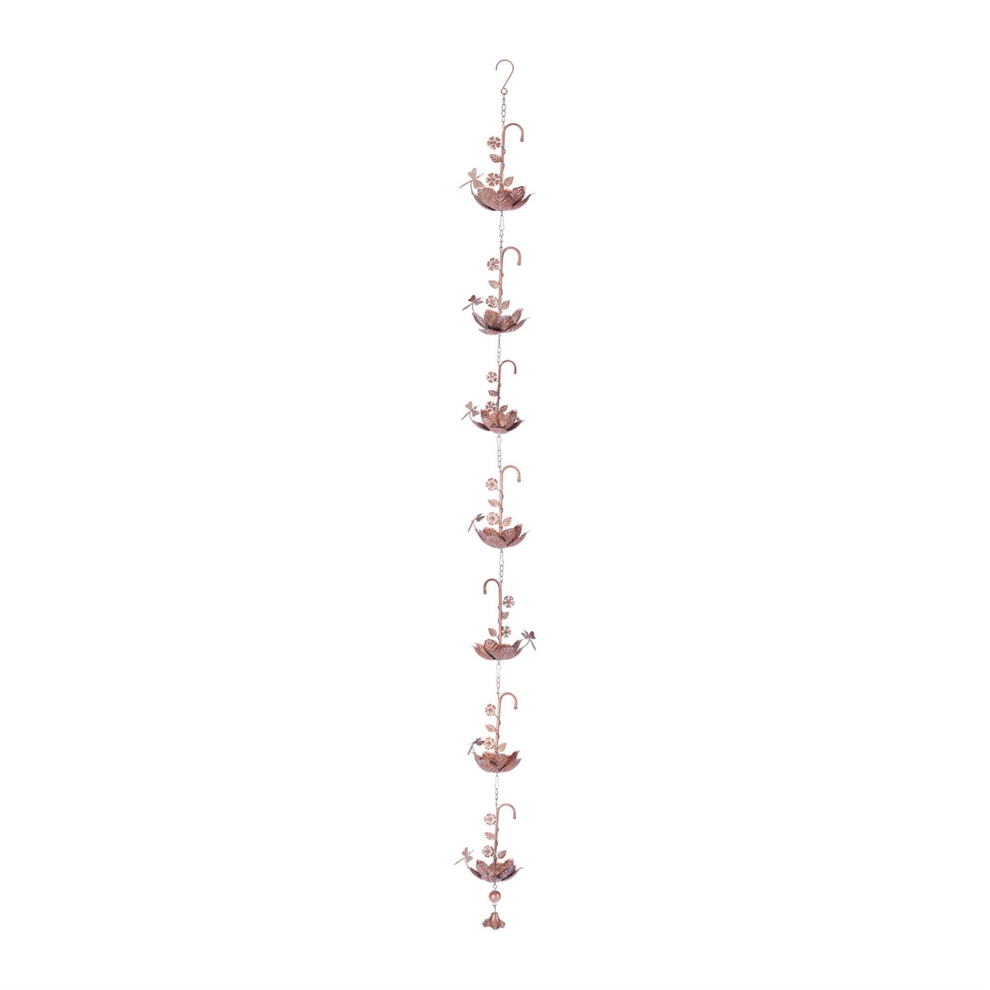 Iron Dragonfly Floral Rain Chain 74"L