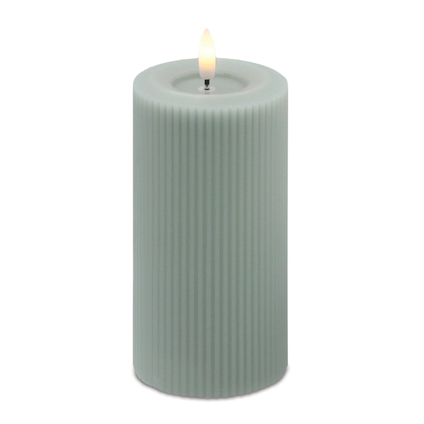 FIA Wick Sage Ribbed Pillar Candle (Set of 2)