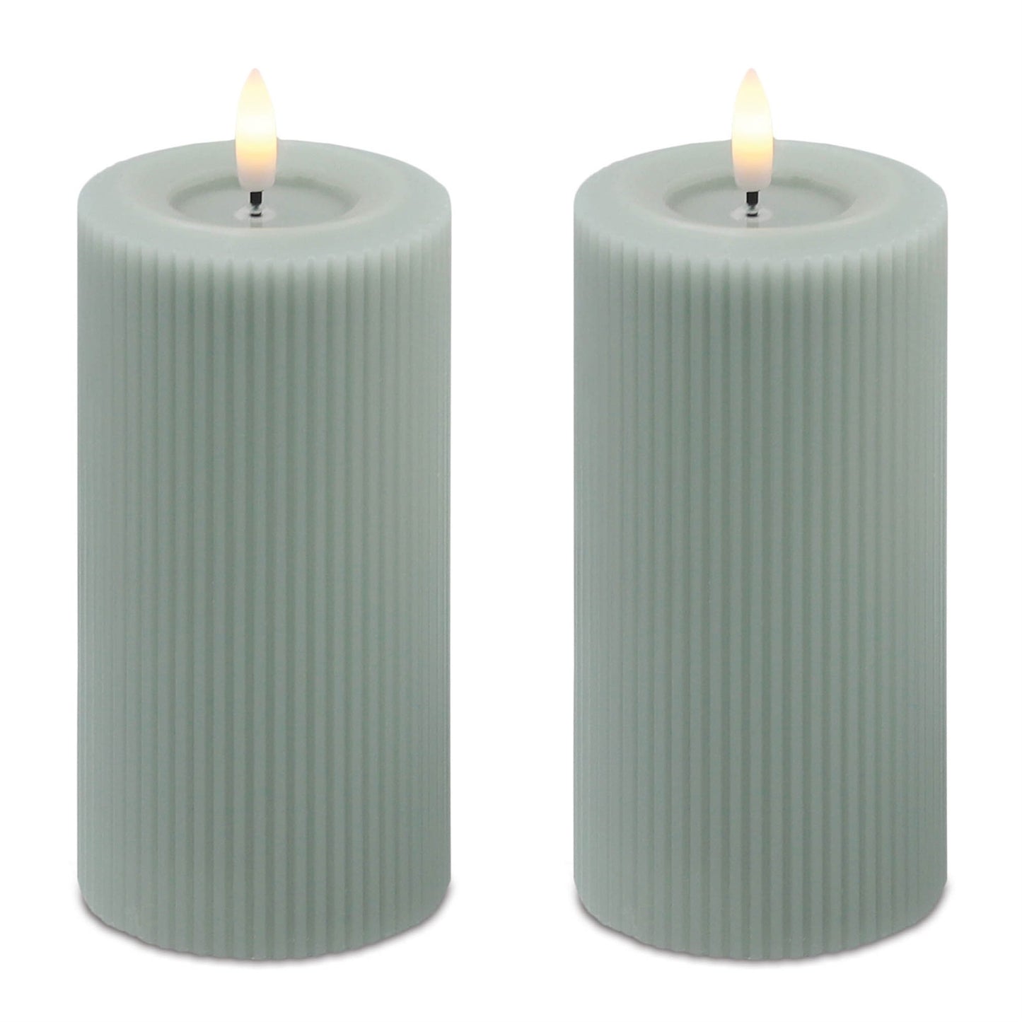 FIA Wick Sage Ribbed Pillar Candle (Set of 2)
