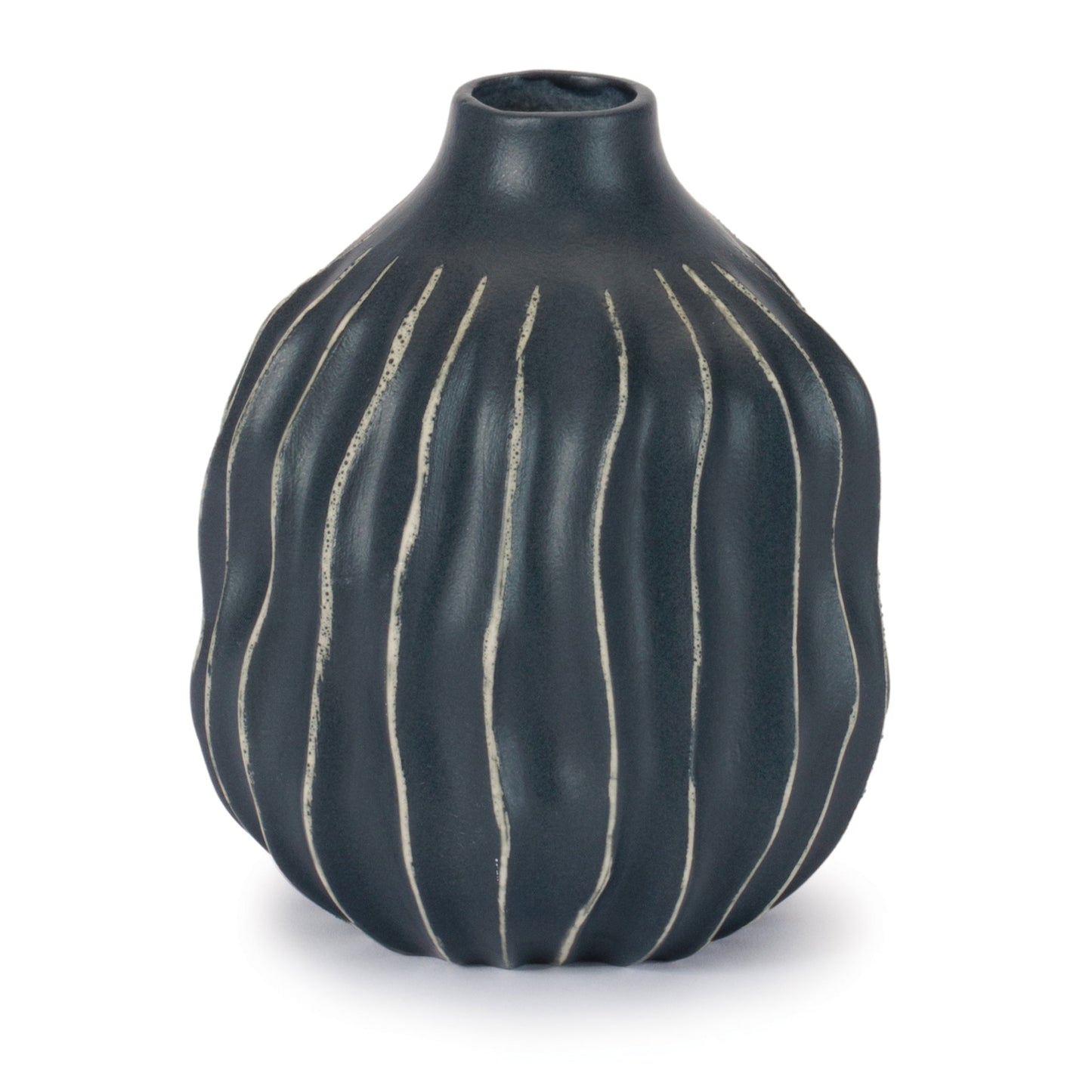 Wavy Ribbed Stoneware Vase (Set of 2)