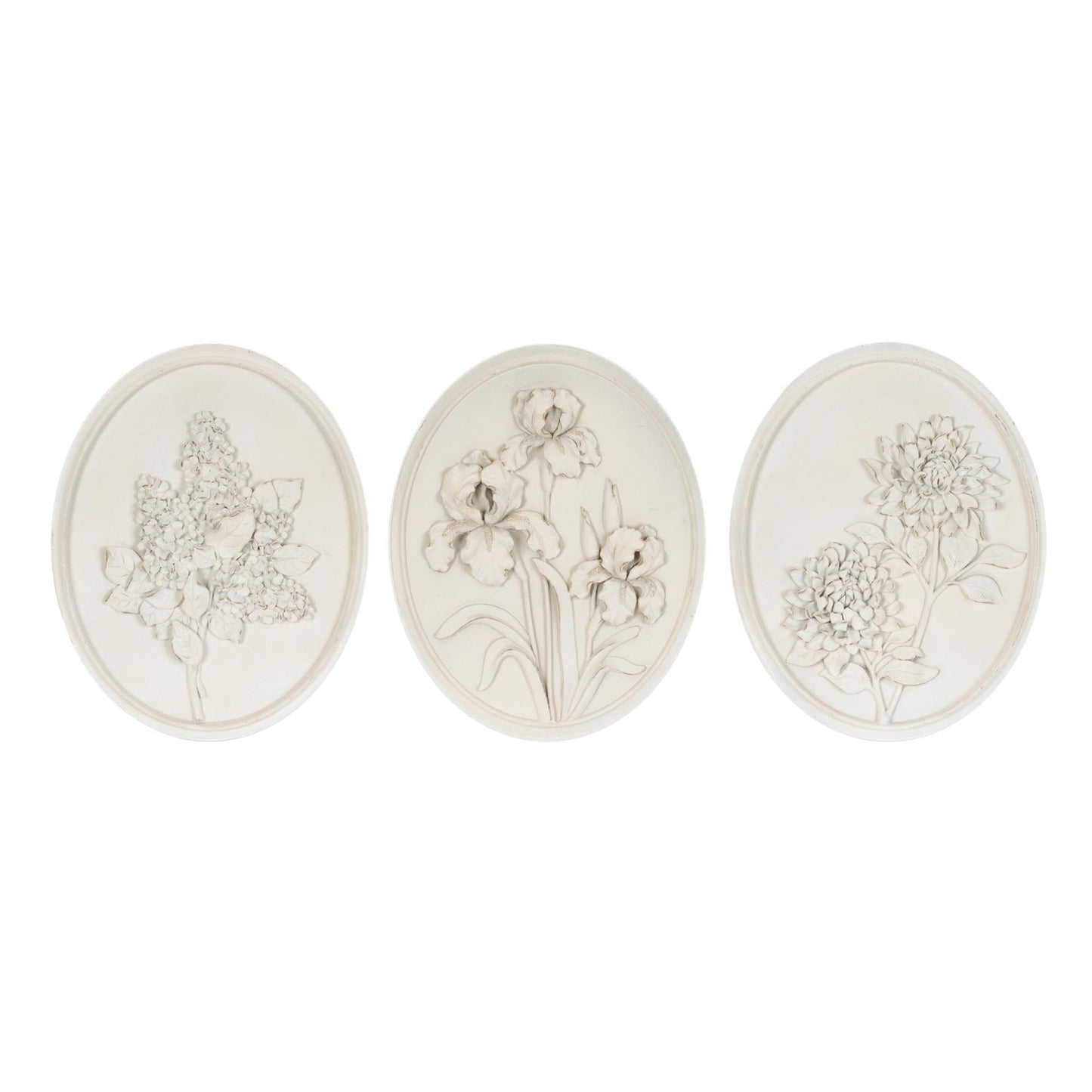 Sculpted Flower Plaque (Set of 3)