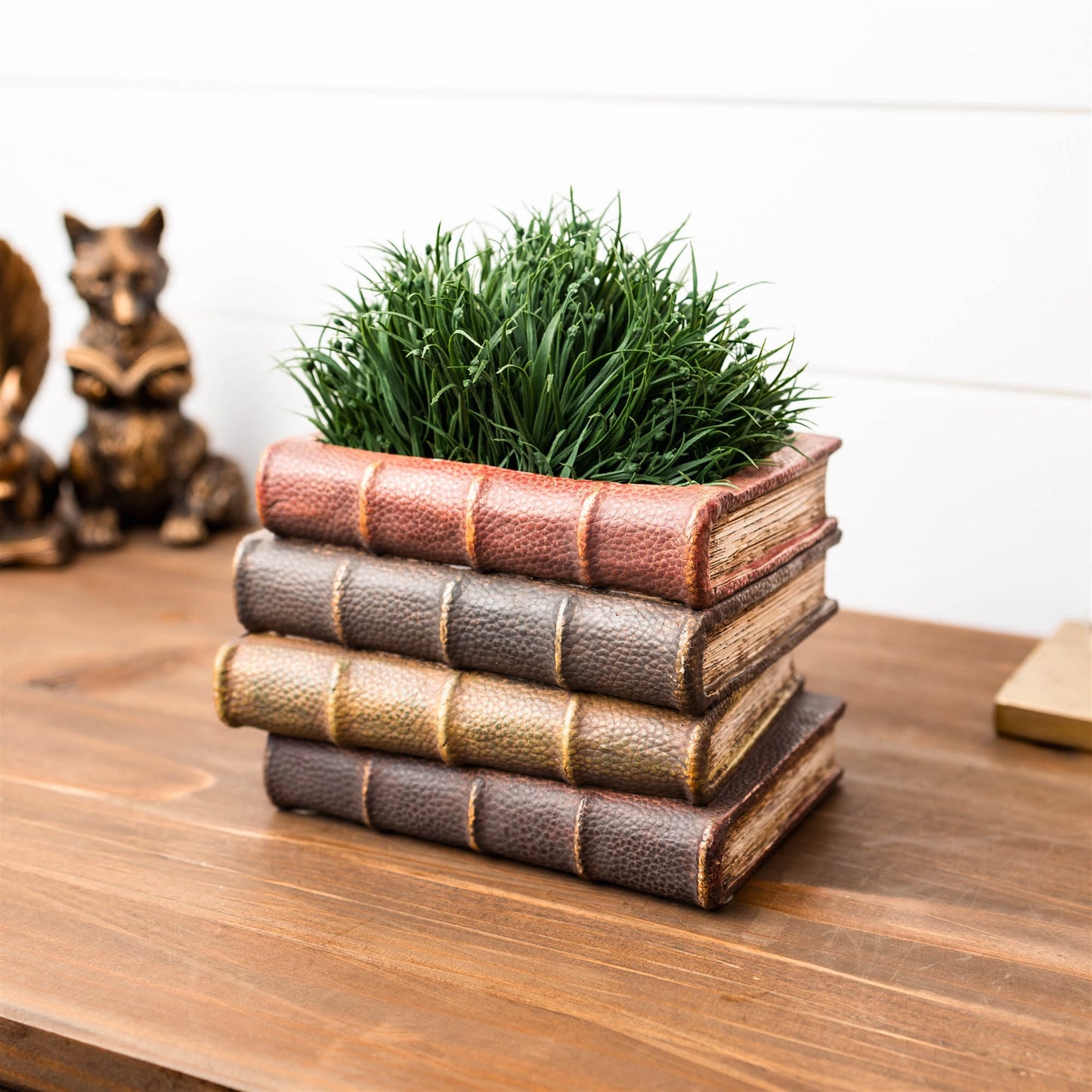 Decorative Book Stack Vase 5"H