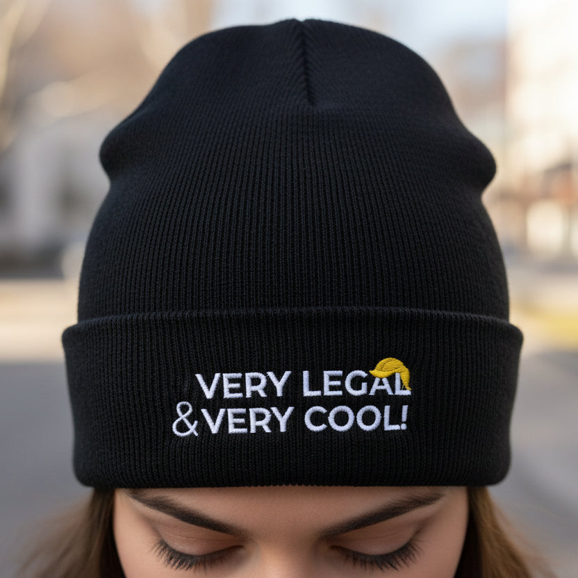 Very Legal & Very Cool Embroidered Knit Beanie – Political Parody Winter Hat