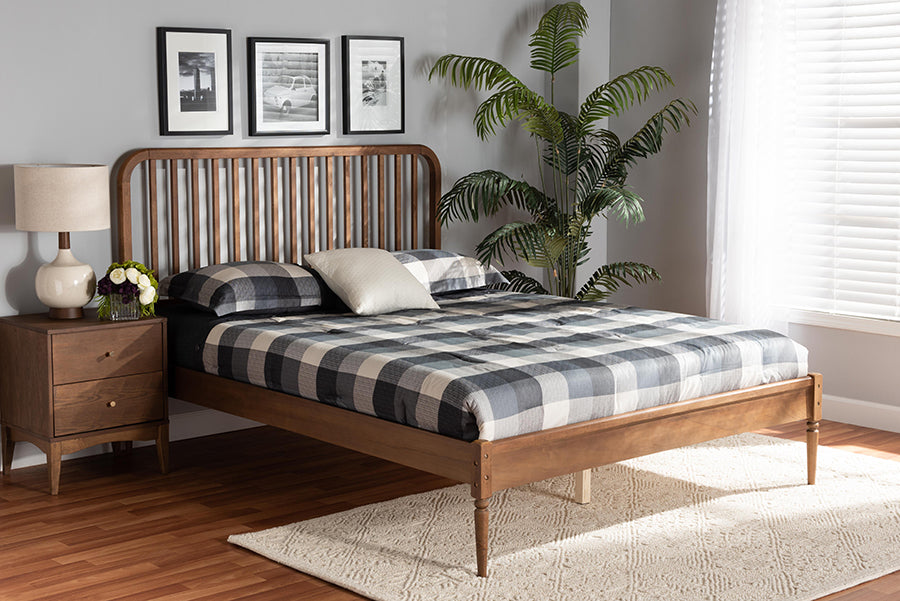 Baxton Studio Neilan Modern and Contemporary Walnut Brown Finished Wood King Size Platform Bed