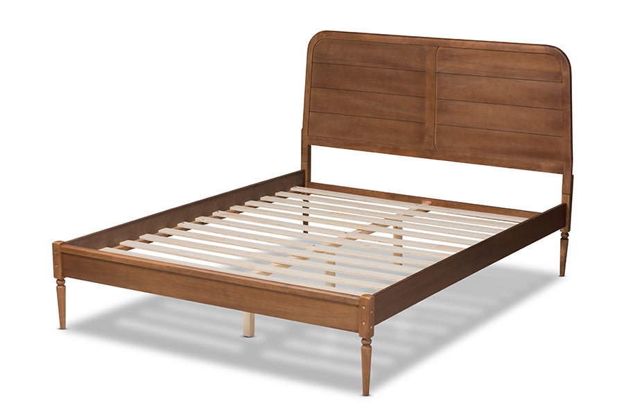 Baxton Studio Kassidy Classic and Traditional Walnut Brown Finished Wood King Size Platform Bed