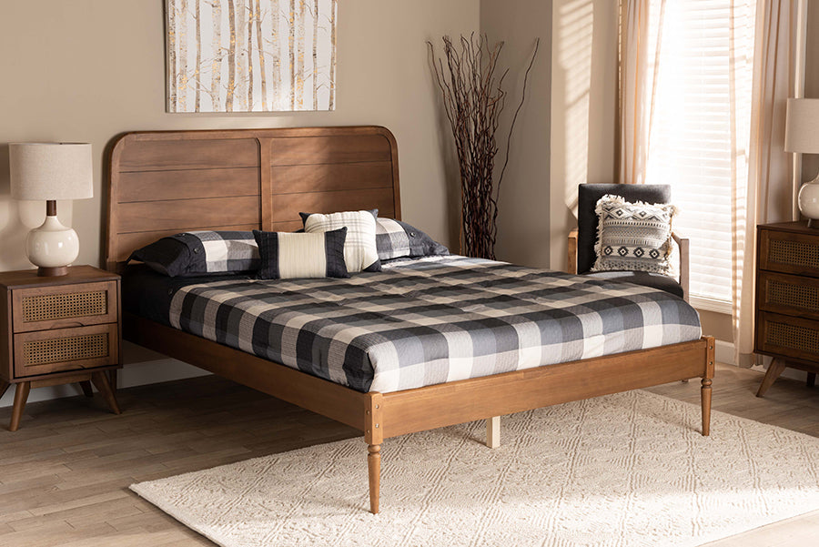 Baxton Studio Kassidy Classic and Traditional Walnut Brown Finished Wood King Size Platform Bed