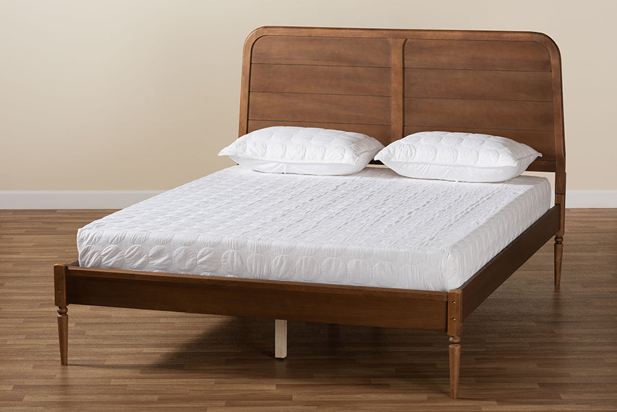 Baxton Studio Kassidy Classic and Traditional Walnut Brown Finished Wood King Size Platform Bed