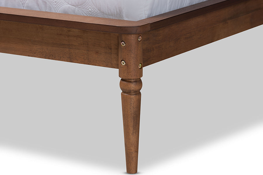 Baxton Studio Regis Modern and Contemporary Transitional Light Grey Fabric Upholstered and Walnut Brown Finished Wood Queen Size Platform Bed