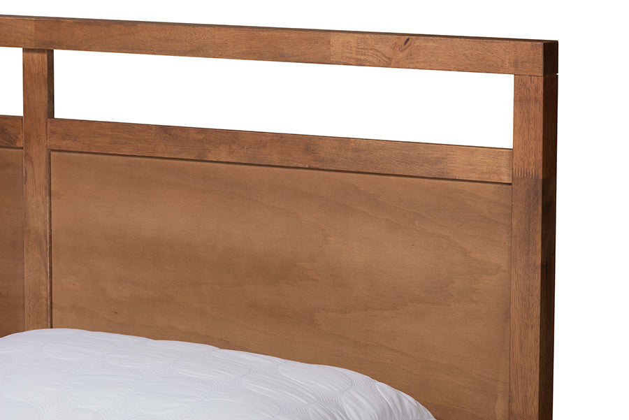 Baxton Studio Saffron Modern and Contemporary Walnut Brown Finished Wood King Size 4-Drawer Platform Storage Bed