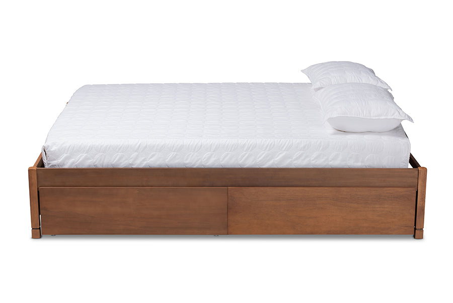 Baxton Studio Yara Modern and Contemporary Walnut Brown Finished Wood Full Size 4-Drawer Platform Storage Bed Frame