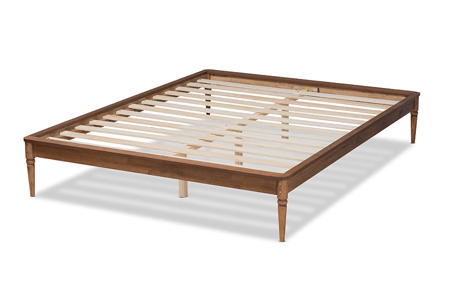 Baxton Studio Tallis Classic and Traditional Walnut Brown Finished Wood Full Size Bed Frame
