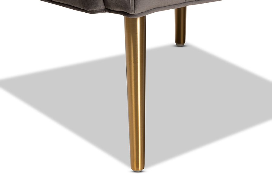 Baxton Studio Nelson Modern Luxe and Glam Grey Velvet Fabric Upholstered and Gold Finished Metal Armchair
