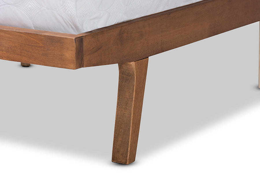 Baxton Studio Jarlan Modern and Contemporary Transitional Grey Fabric Upholstered and Walnut Brown Finished Wood King Size Platform Bed