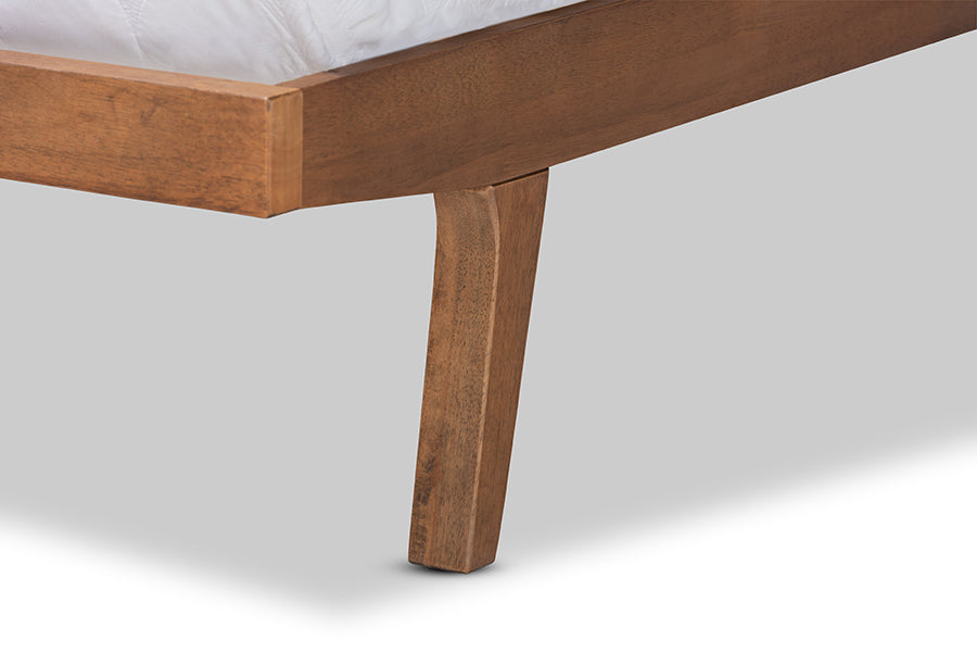 Baxton Studio Jarlan Modern and Contemporary Transitional Charcoal Fabric Upholstered and Walnut Brown Finished Wood King Size Platform Bed