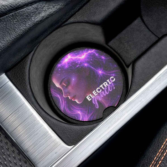 Electric Grace Epilepsy Awareness Soapstone Car Coaster – Purple Lightning Design (Set of 1 or 2)
