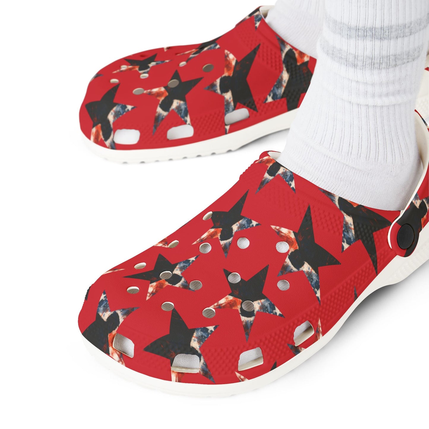 Red Presidential Silhouette Star EVA Clogs – Lightweight Statement Slip-Ons
