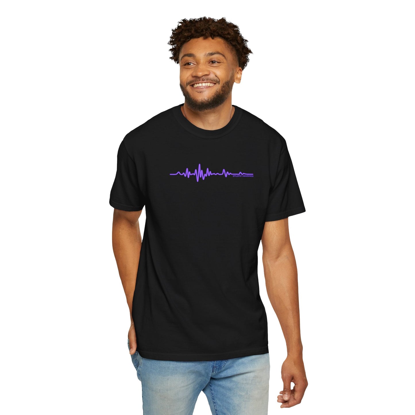 Minimalist Epilepsy Awareness EEG Wave Unisex T-Shirt – Purple Line Design