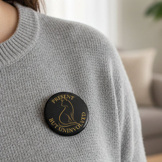 Present, But Uninvolved Pinback Button