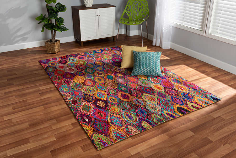 Baxton Studio Addis Modern and Contemporary Multi-Colored Handwoven Fabric Area Rug