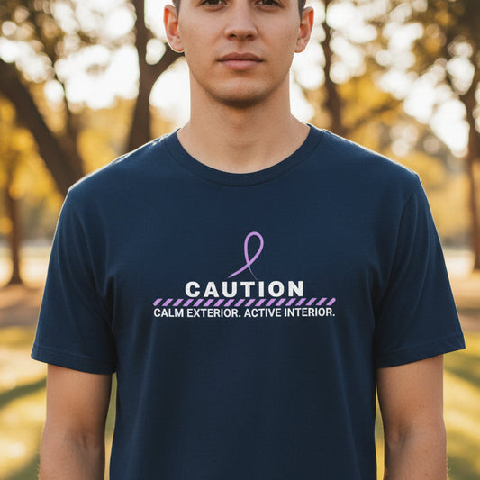 Caution: Calm Exterior. Active Interior. – Epilepsy Awareness T-Shirt