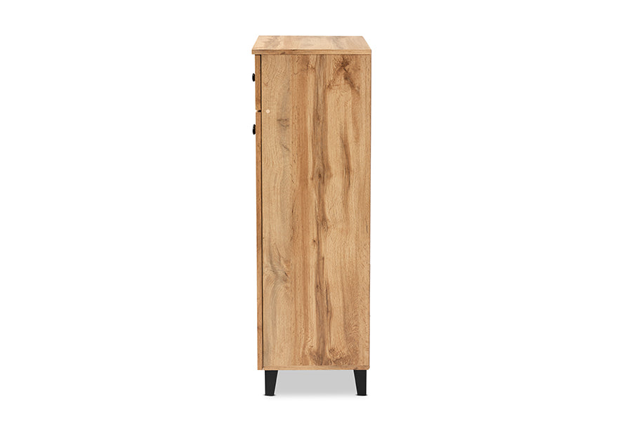 Baxton Studio Glidden Modern and Contemporary Oak Brown Finished Wood 1-Drawer Shoe Storage Cabinet