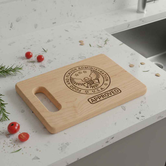 Approved by the Food & Flavor Administration Cutting Board