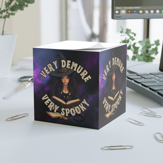 Spooky Witch Cat Lady Note Cube